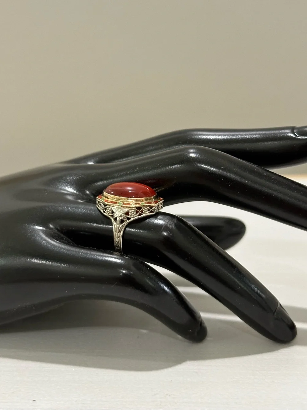 Vintage Carnelian 14kt Two Tone Statement Ring